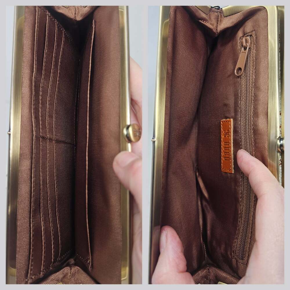 Hobo International Lauren Botanical Beauty Leather Double Frame Kisslock Clutch - Picture 10 of 10